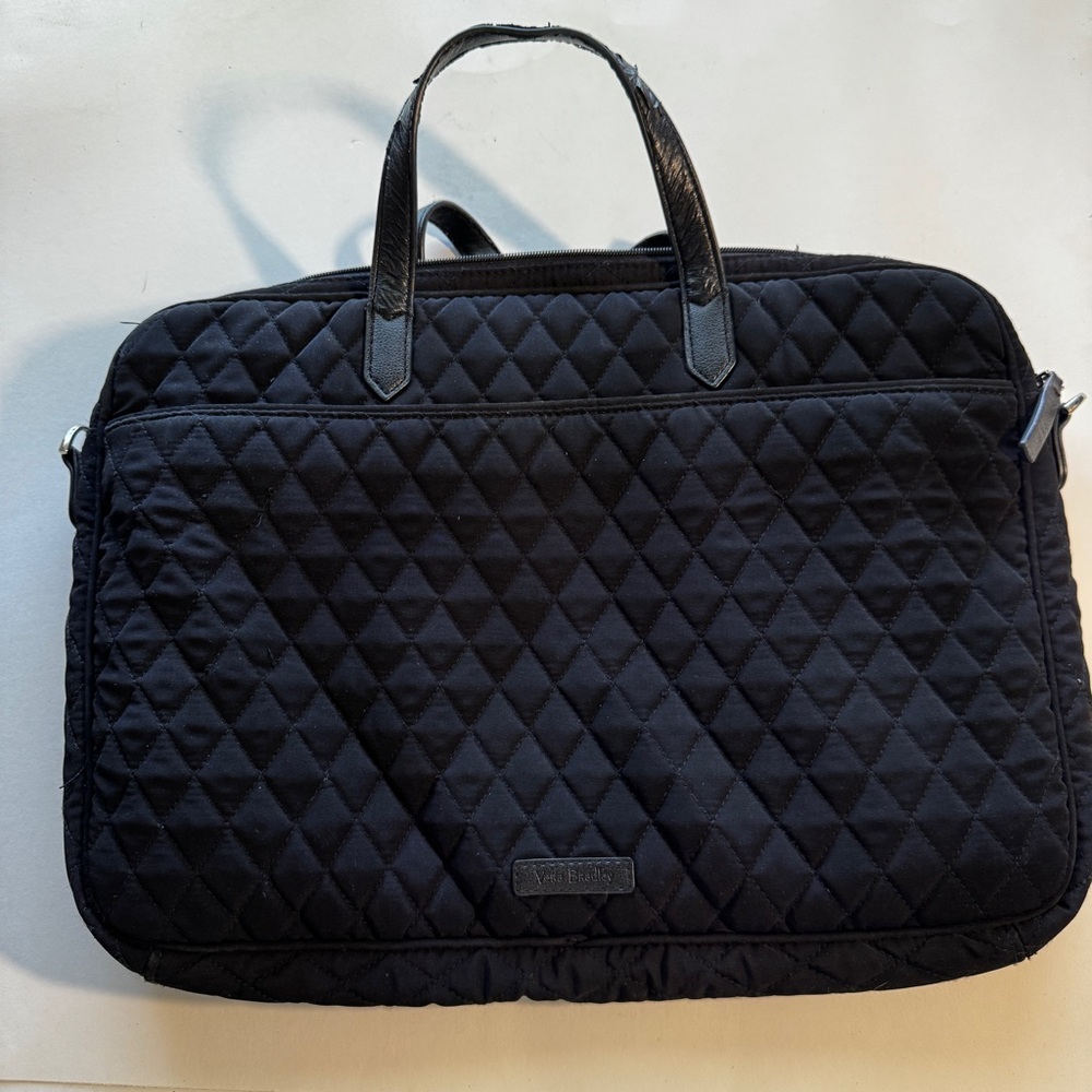 Vera Bradley Black Solid Quilted Lge Shouldr Port… - image 1